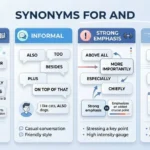 synonyms for and