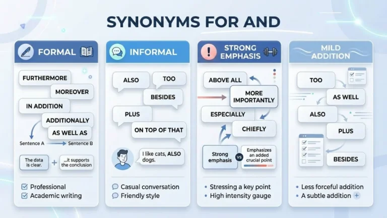 synonyms for and