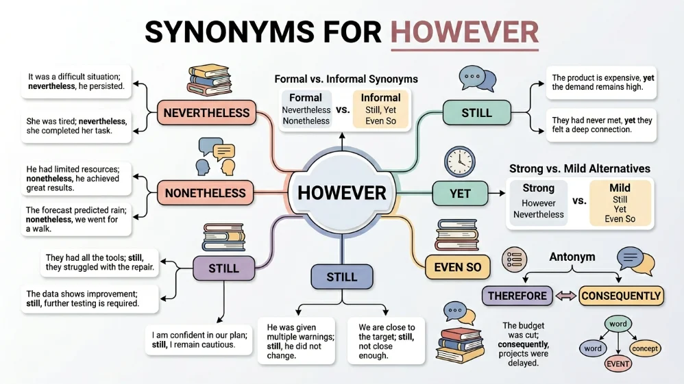 synonyms for however