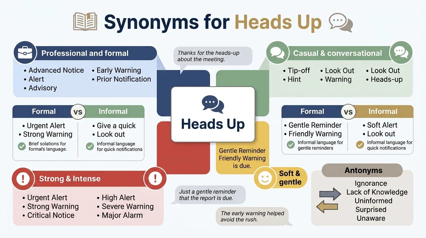 heads up synonym