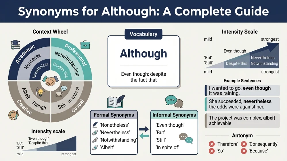 synonyms for although