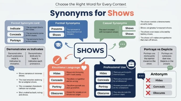 synonyms for shows in an essay