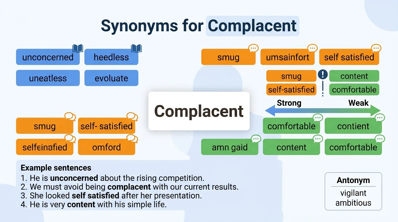 synonyms of complacent