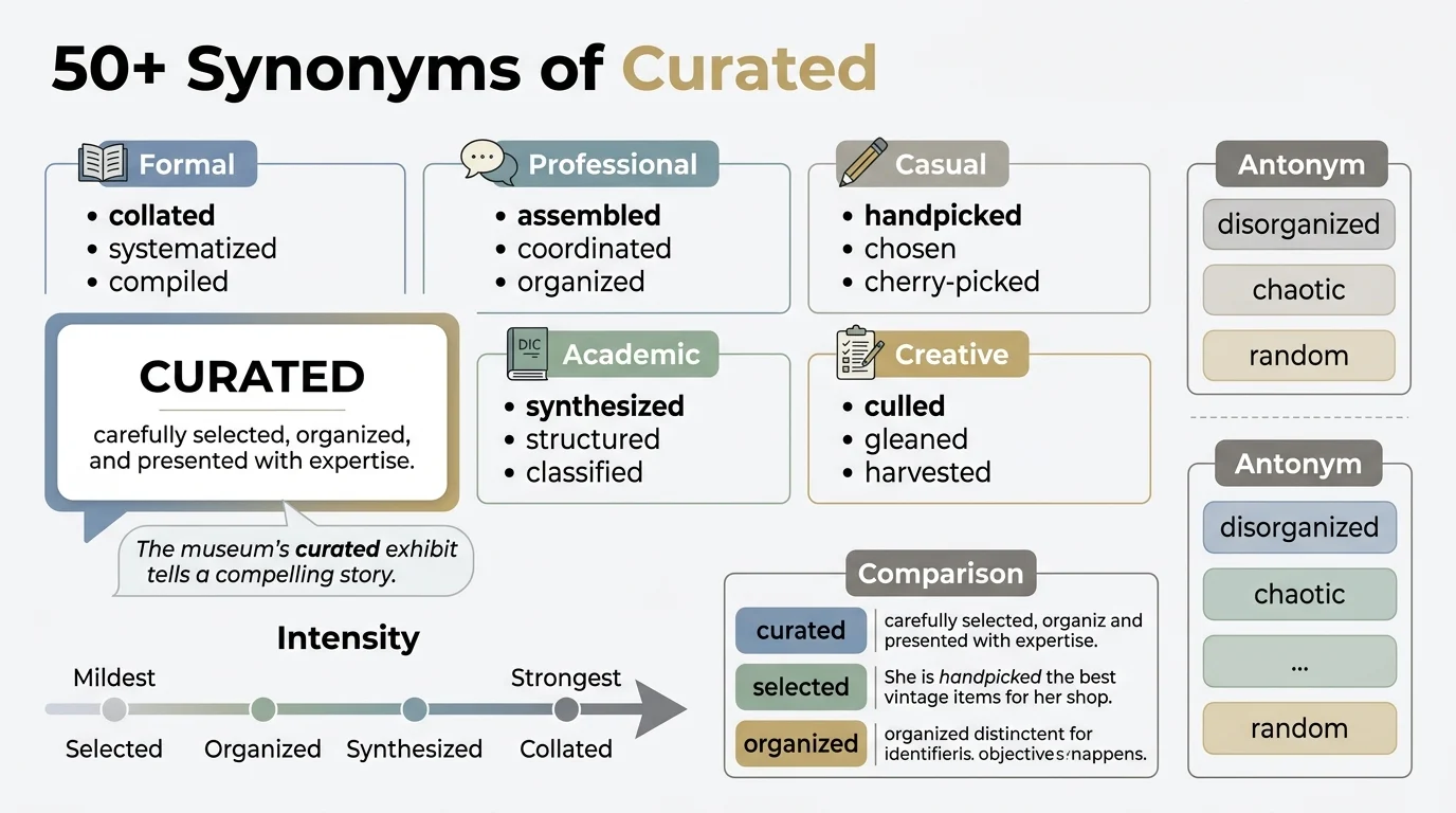 synonyms of curated