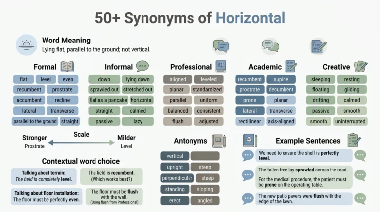 synonyms of horizontal