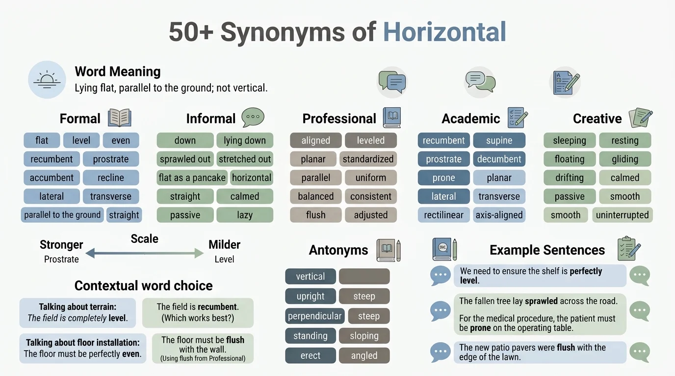 synonyms of horizontal