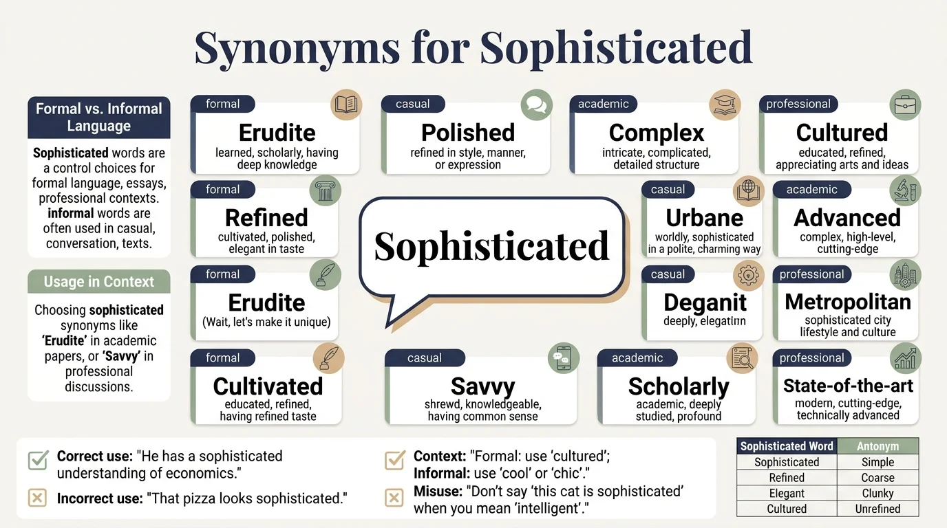 synonyms of sophisticated