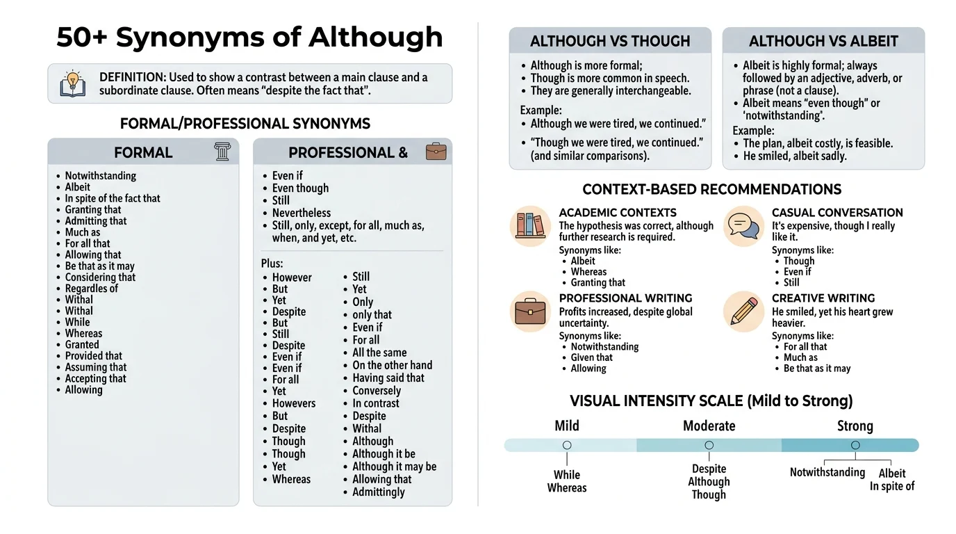 synonyms of although