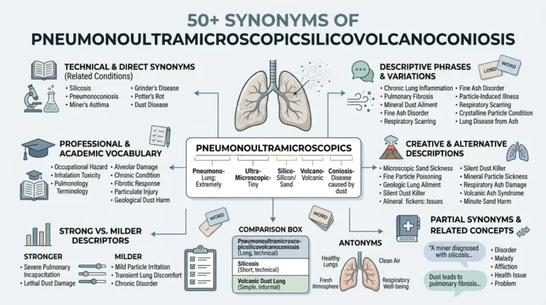 synonyms of pneumonoultramicroscopicsilicovolcanoconiosis