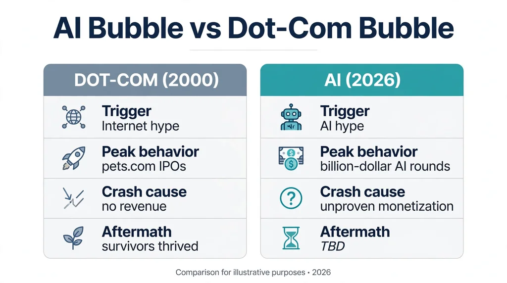 Side by side comparison of the AI bubble and dot-com bubble
