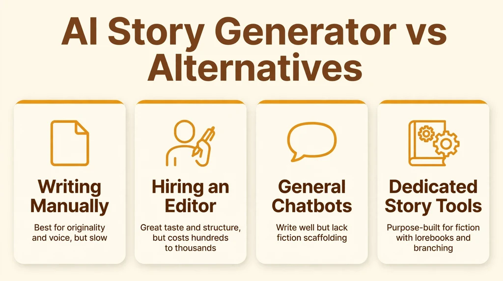 AI Story Generator alternatives infographic