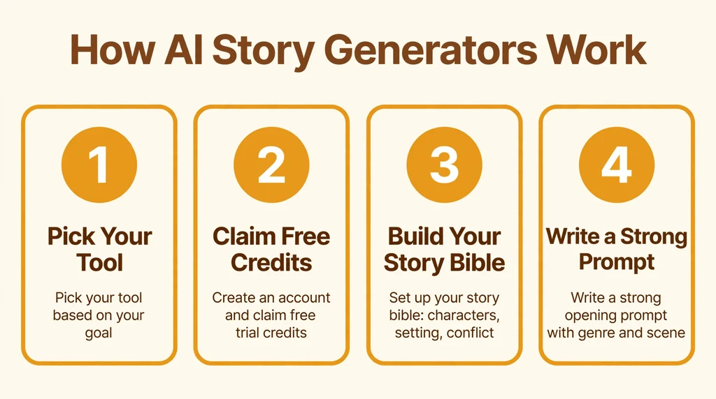 How AI Story Generator works infographic