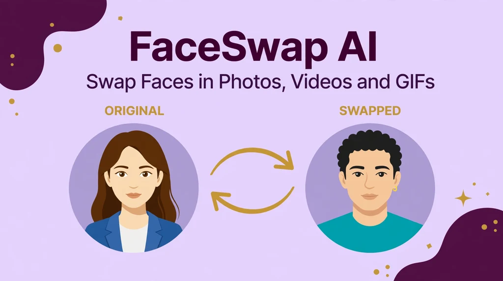 FaceSwap AI infographic showing original and swapped face comparison