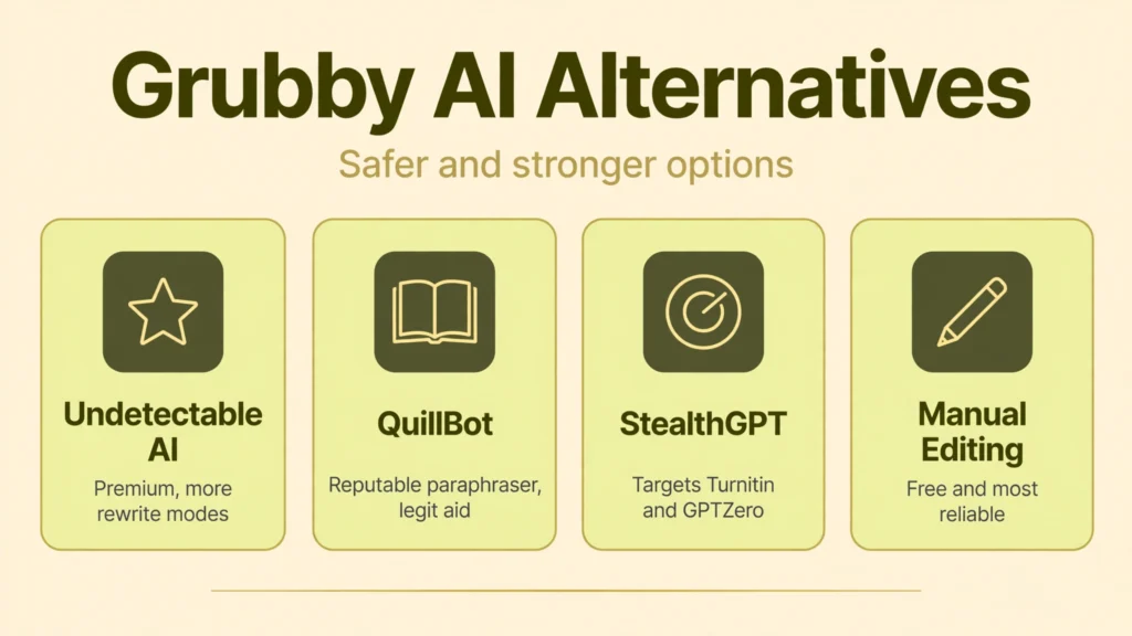 Grubby AI alternatives infographic