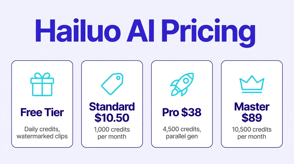 Hailuo AI pricing infographic