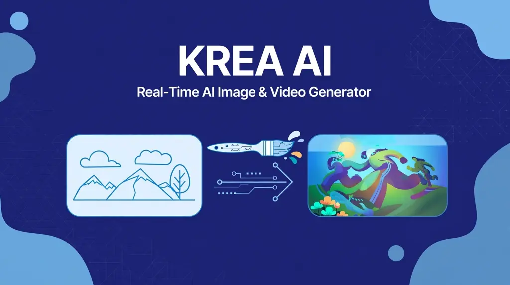 Krea AI banner showing real-time AI image and video generation