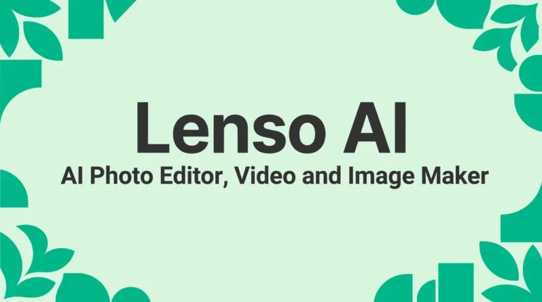 Lenso AI featured image with the app title on an emerald green background