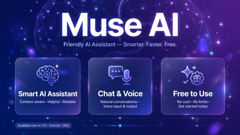 Muse AI featured image infographic showing AI assistant capabilities