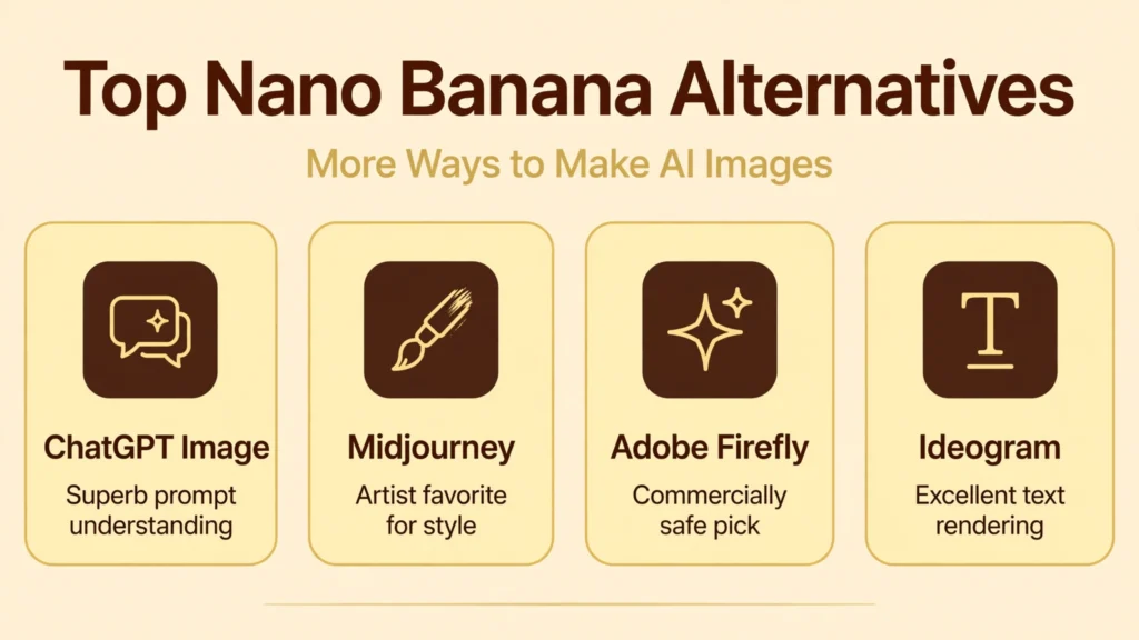 Nano Banana AI alternatives infographic