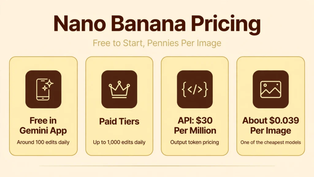 Nano Banana AI pricing infographic