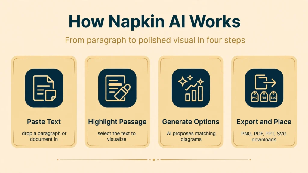 Napkin AI how it works infographic