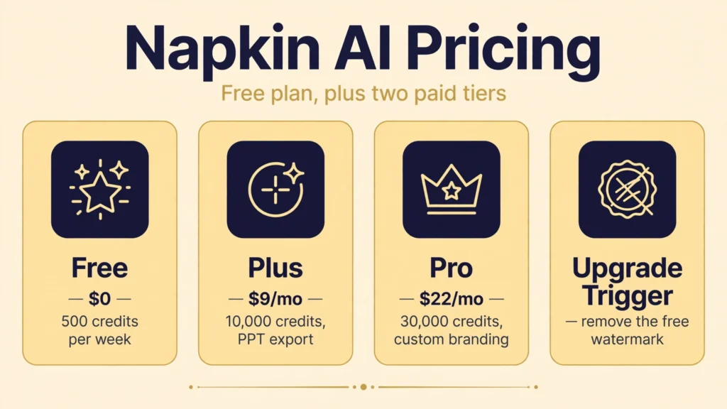 Napkin AI pricing infographic