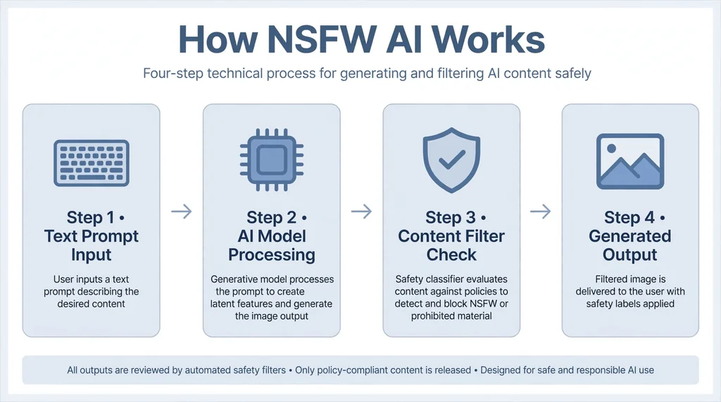 Technical diagram showing how NSFW AI tools process requests