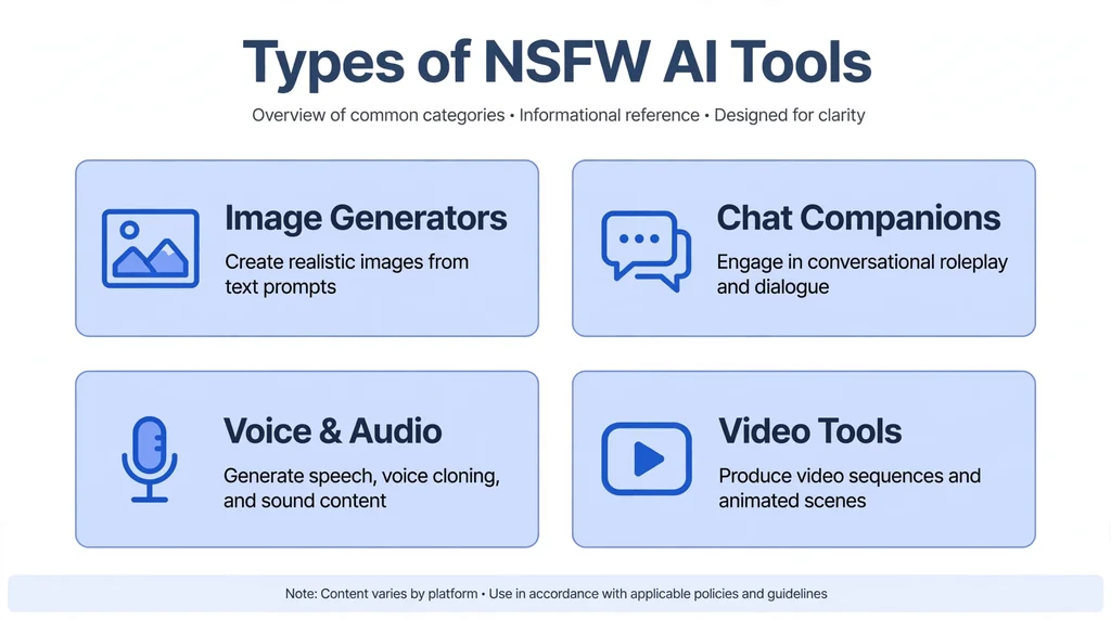 Overview of different categories of NSFW AI tools
