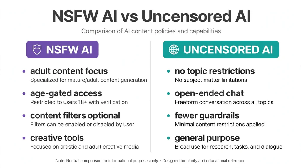 Comparison between NSFW AI and uncensored AI tools