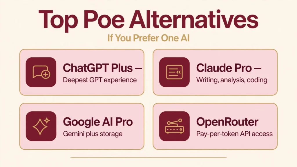 Poe AI alternatives infographic