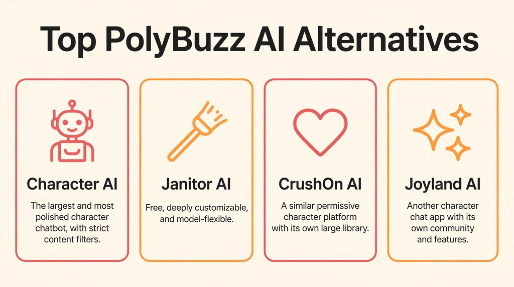 PolyBuzz AI alternatives infographic