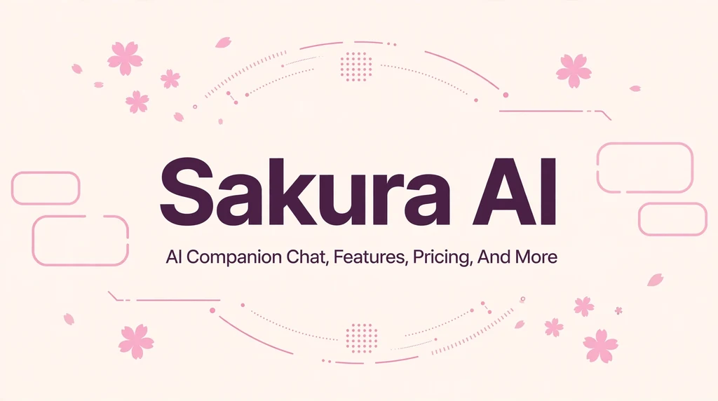 Featured banner for the Sakura AI guide showing the title Sakura AI with subtitle AI Companion Chat Features Pricing And More on a cherry blossom pink and cream background