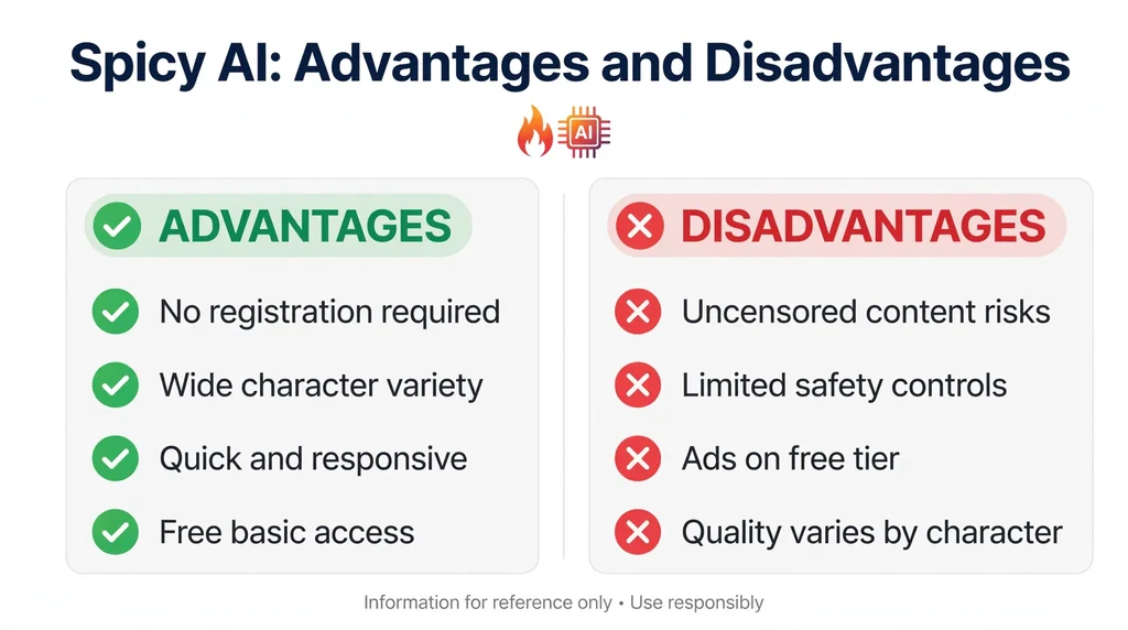 Visual pros and cons of Spicy AI