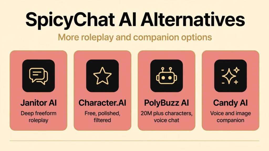 SpicyChat AI alternatives infographic