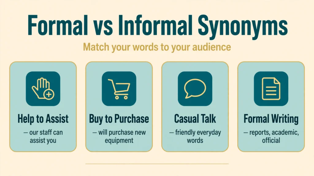 Formal vs informal synonyms infographic