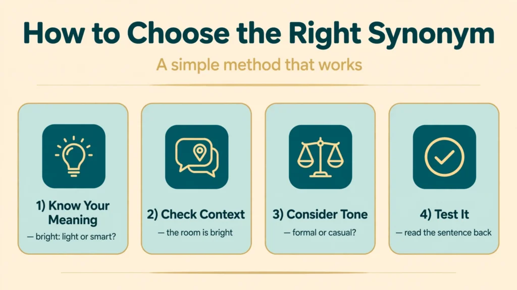 How to choose the right synonym infographic