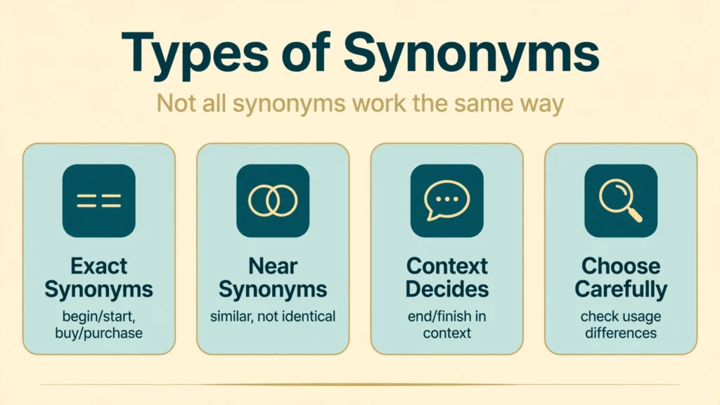 Types of synonyms infographic